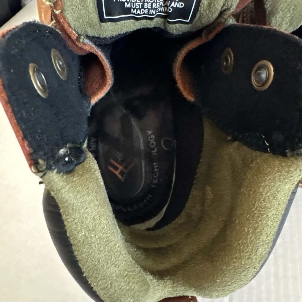 Hawx Brown Leather Boots with Green Laces